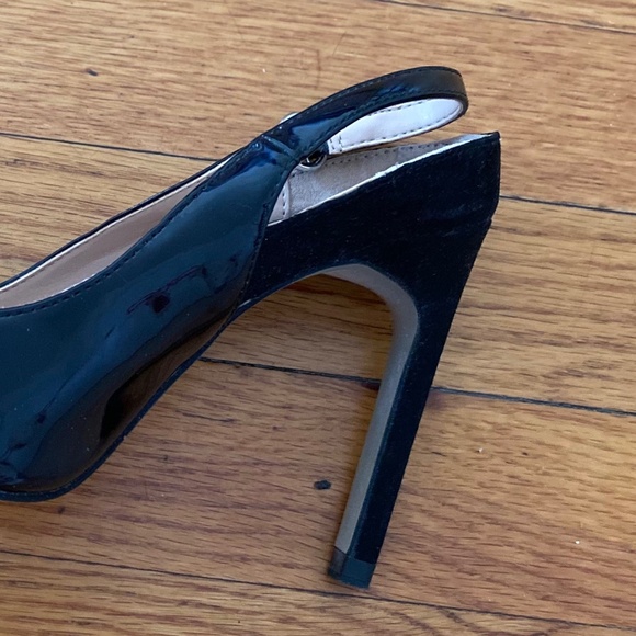 Zara black patent/faux suede slingback heels, Size: 7 - Picture 4 of 8